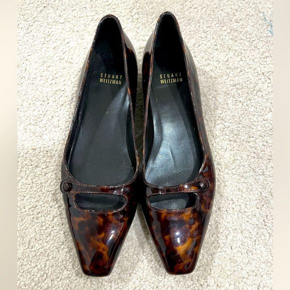 Stuart Weitzman Shoes - Stuart Weitzman Obladi Cognac Tart Tortoise Point Toe Flats